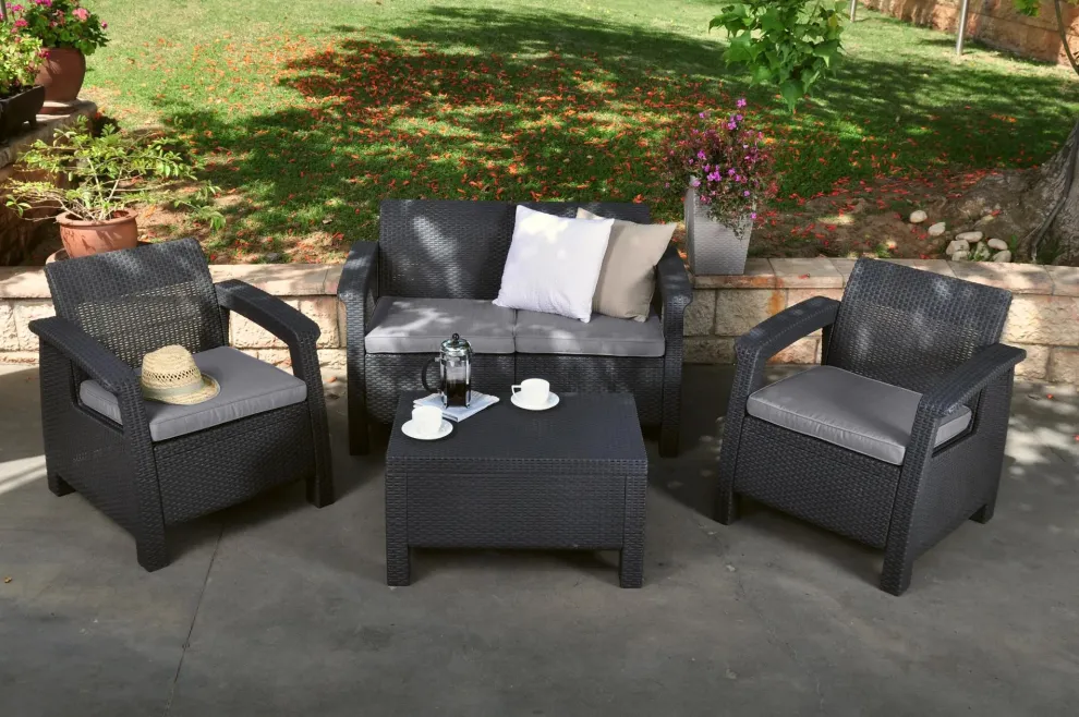 Corfu 4-Piece Patio Seating Set - Graphite
