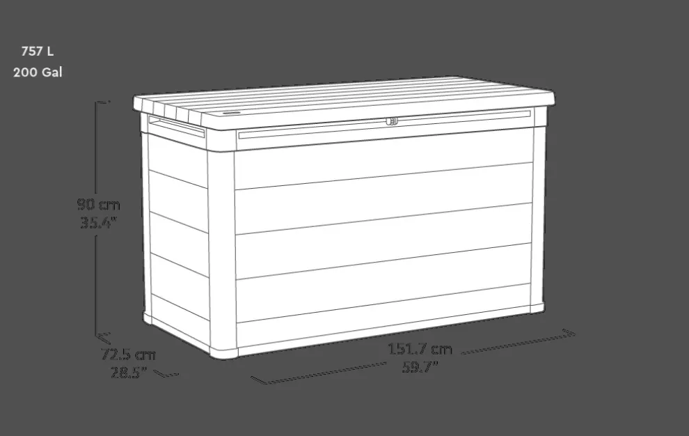 Cortina 200 Gallon Deck Box - Graphite