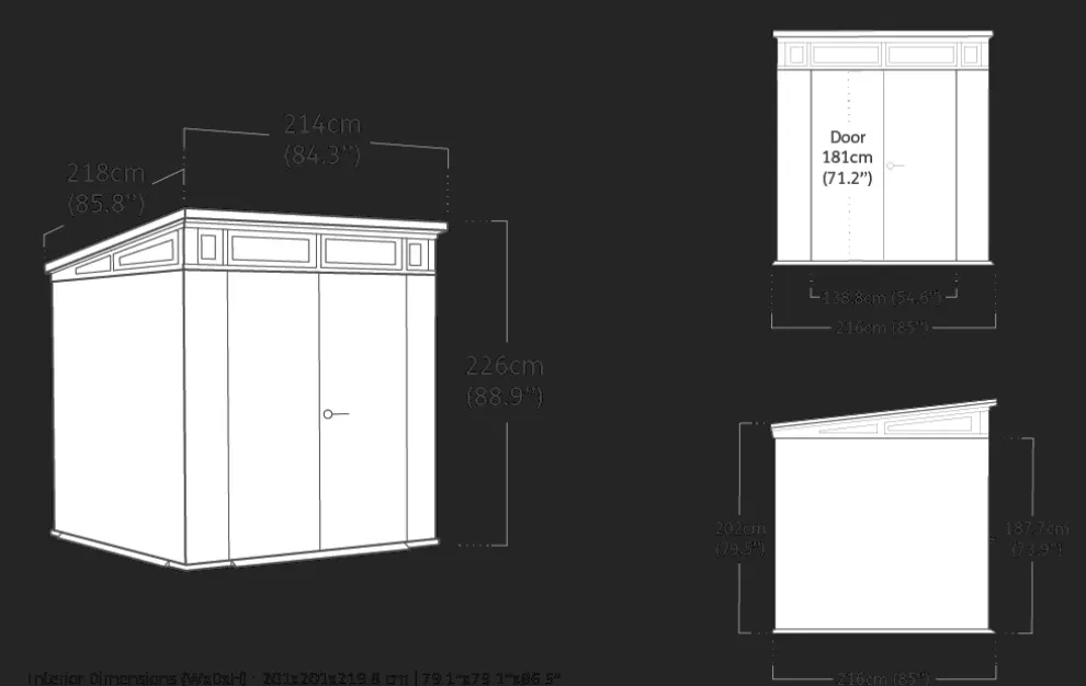 Cortina 7x7 Storage Shed - Graphite