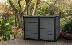 Hide Away Trash Can Storage Shed - Graphite
