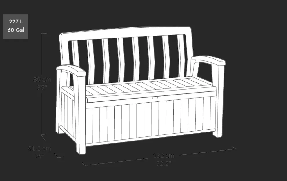 Patio 60 Gallon Outdoor Storage Bench - Brown