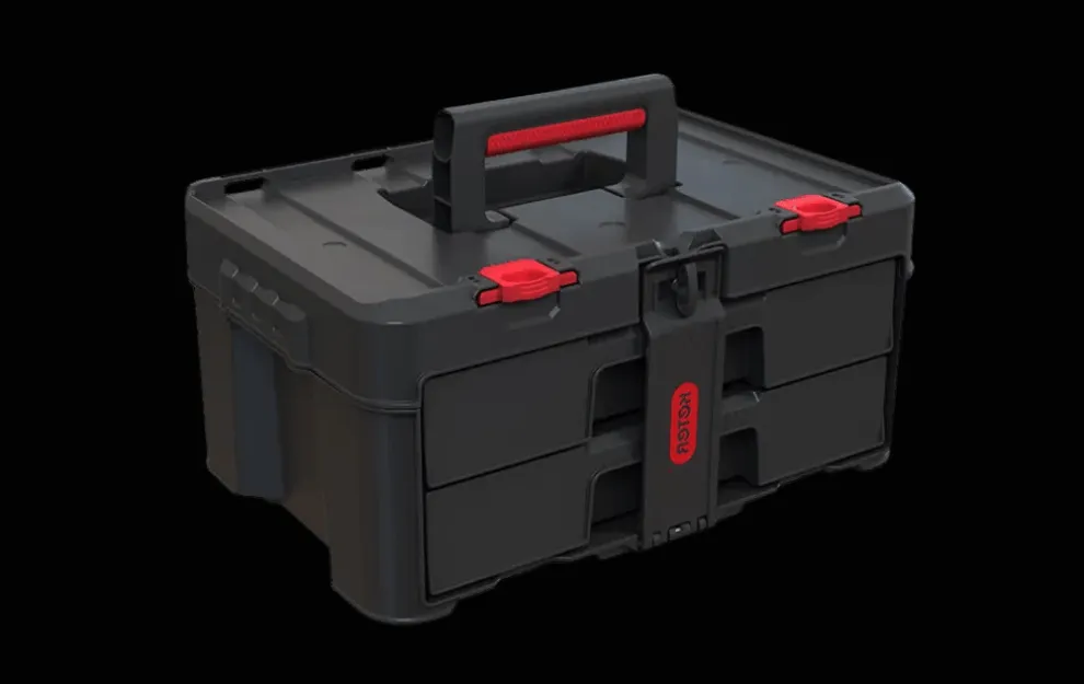 Stack & Roll 2 Drawer Tool Box - Black