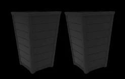 Tapered Wood Look Planter Set of 2 - Graphite