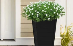 Tapered Wood Look Planter Set of 2 - Graphite