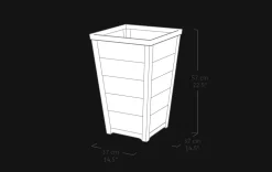 Tapered Wood Look Planter Set of 2 - Graphite