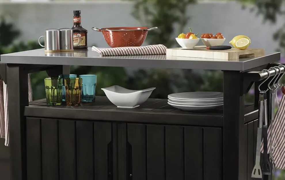 Unity XL Outdoor Kitchen Cart with Storage - Brown