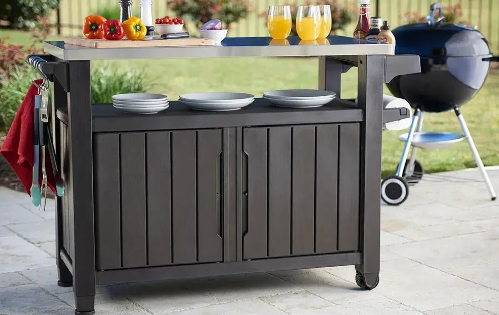 Unity XL Outdoor Kitchen Cart with Storage - Brown