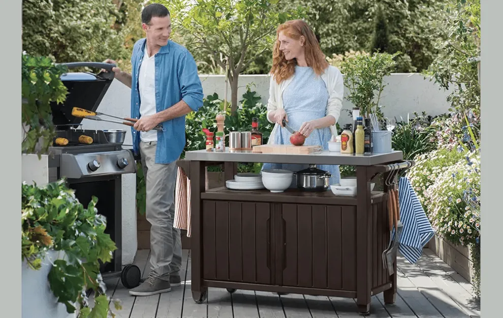 Unity XL Outdoor Kitchen Cart with Storage - Brown