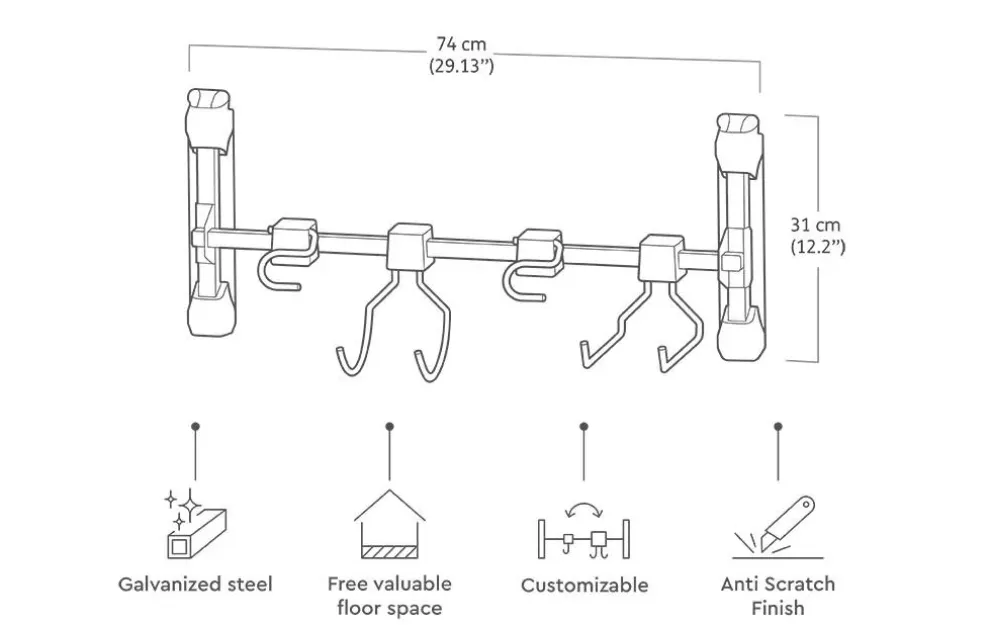Wall Mount Tool Organizer - Black